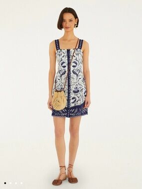 Farm Rio Off-White Nina Mini Dress, Size XL, NWT